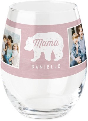 Stemless Wine Glasses: Mama Bear Printed Wine Glass, Printed Wine, Set Of 1, Purple