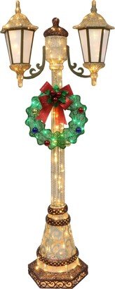 Puleo Lighted Lamp Post with 35 Twinkling Lights, 72 - Gold-Tone, Green