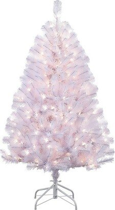 Puleo 4.5ft Pre-lit Artificial Christmas Tree White Newcastle Fir