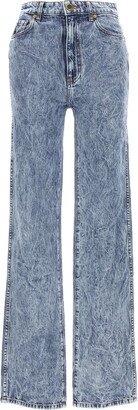 Mid-Rise Straight-Leg Washed Jeans