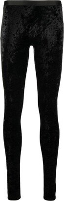 Crushed-Velvet Stirrup Leggings