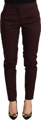 Maroon Mid Waist Skinny Women Trouser Women's Pants