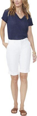 Womens Linen Blend Lift Tuck Technolog Bermuda Shorts