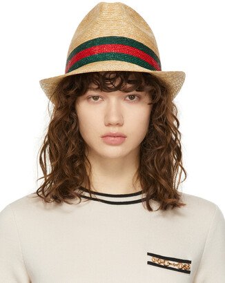 Beige Straw Fedora-AA