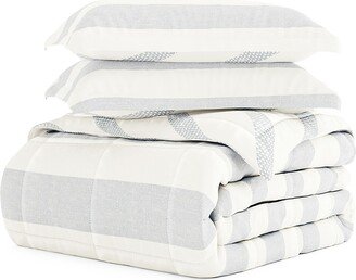 Linens & Hutch 3-Piece Distressed Stripe Reversible Comforter Set