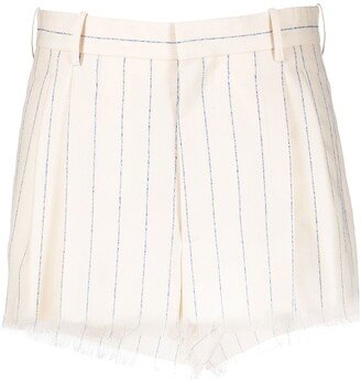 Striped Frayed Mini Shorts