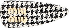 Gingham Logo Hairclip in Black,White