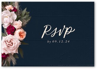 Rsvp Cards: Dark Florals Wedding Response Card, Black, Matte, Signature Smooth Cardstock, Square