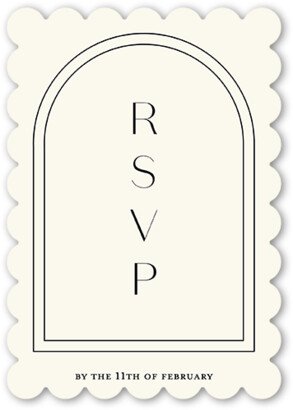 Rsvp Cards: Arched Rehearsal Wedding Response Card, Beige, Signature Smooth Cardstock, Scallop