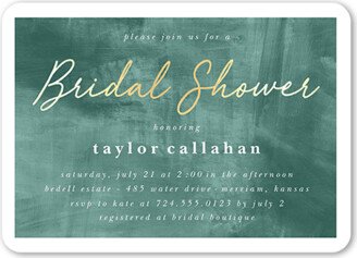 Bridal Shower Invitations: Brushed Bold Color Bridal Shower Invitation, Green, 5X7, Matte, Signature Smooth Cardstock, Rounded