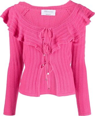 Ruffled Crochet Wool Cardigan