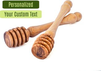 Personalized Custom Honey Dipper Sticks | Olive Wood Wooden Dippers Shower Or Wedding Favors