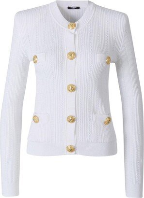 Button Detailed Cropped Knitted Cardigan