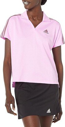 Plus Size 3-Stripe Polo Shirt (Bliss Lilac) Women's Clothing