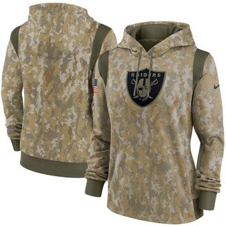 Women's Olive Las Vegas Raiders 2021 Salute To Service Therma Performance Pullover Hoodie