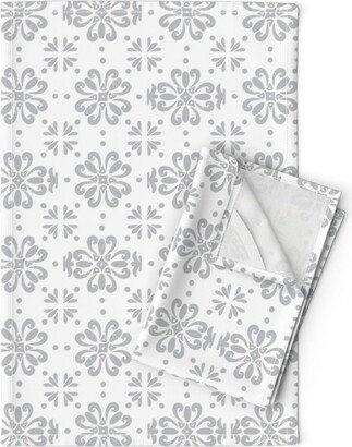 Grey & White Tea Towels | Set Of 2 - Kitchen Breeze By Aliwilkinsondesigns Coordinate 2021 Colors Linen Cotton Spoonflower