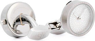 Guilloche Watch Silver-tone Cufflinks