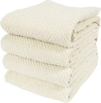 Set of 4 Deluxe Popcorn Terry Kitchen Towels | 20 x 30 Inches | 100% Cotton Kitchen Dish Towels (Alabaster)