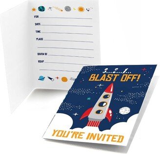 Big Dot of Happiness Blast Off to Outer Space - Fill In Rocket Ship Baby Shower or Birthday Party Invitations (8 count)