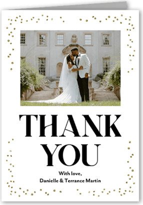 Wedding Thank You Cards: Tasteful Toast Thank You Card, White, 3X5, Matte, Folded Smooth Cardstock