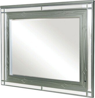 Mirror with LED and Mirrored Trim Accent, Silver