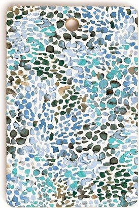 Ninola Design Blue Speckled Painting Watercolor Stains Rectangle Cutting Board, 16