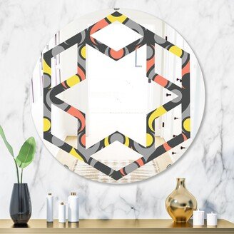 Designart 'Retro Abstract Drops I' Printed Modern Round or Oval Wall Mirror - Hexagon Star