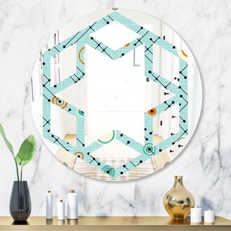 Designart 'Retro Abstract Design XIV' Printed Modern Round or Oval Wall Mirror - Hexagon Star