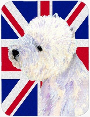 Westie With English Union Jack British Flag Glass Cutting Board