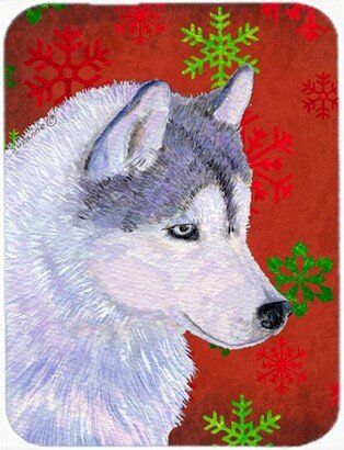 SS4671LCB Siberian Husky Red and Green Snowflakes Christmas Glass Cutting Board