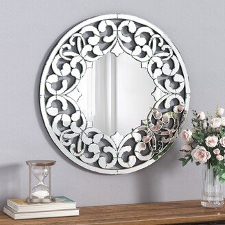 KOHROS Modern Silver Decorative Wall Mirror Round Accent Mirrors - 31.5