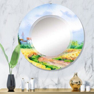 Designart 'Old Europe Mill Landscape In Holland' Printed Country Wall Mirror