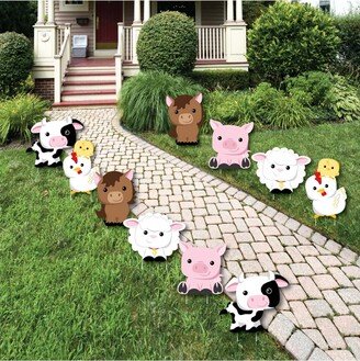 Big Dot Of Happiness Farm Animals - Barnyard Animal Lawn Decor - Outdoor Party Yard Decor - 10 Pc