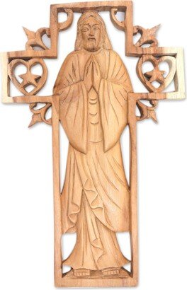 Handmade Blessed Jesus Wood Relief Panel