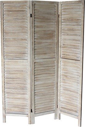 Traditional 3 Panel Room Divider with Slat Panelling, Brown