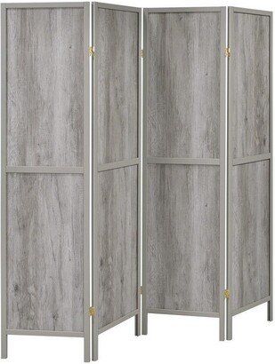 70 Inch Modern 4 Panel Folding Screen Room Divider, Rustic Grey Wood Finish - 69.5L x 0.75W x 70.25H, in inches