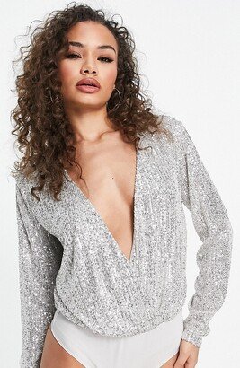 Sequin Wrap Bodysuit