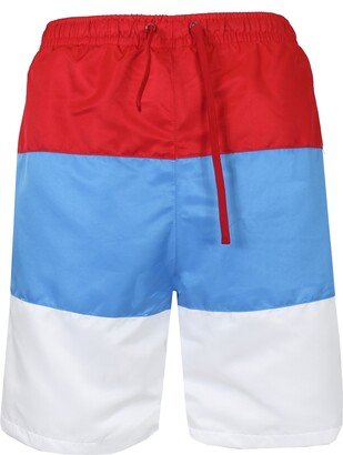 Men's Dry Tech Active Workout Training Running Performance Shorts - Red, Light Blue, White