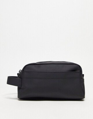 washbag with coated faux leather in black