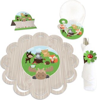 Big Dot Of Happiness Woodland Creatures Baby or Birthday Charger & Table Decor Chargerific Kit for 8