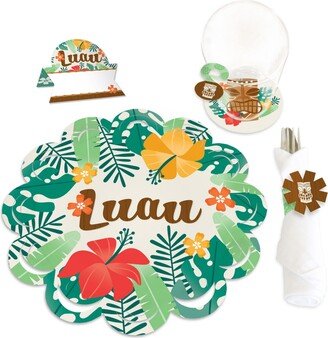 Big Dot Of Happiness Tropical Luau Beach Party Paper Charger & Decor Chargerific Kit Setting for 8