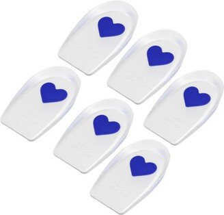 Unique Bargains Silicone Heel Support Cup Pads Orthotic Insole Plantar Care Heel Pads Love Pattern Size 40-46 Blue 6 Pcs