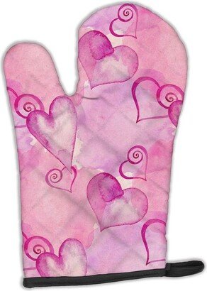 Watercolor Hot Pink Hearts Oven Mitt