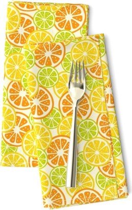 Lemon Limes Dinner Napkins | Set Of 2 - Sliced Citrus Rounds By Moonpuff Orange Lime Fruits Cloth Spoonflower