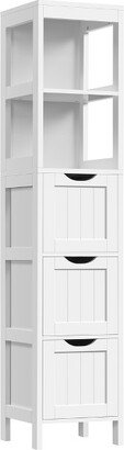 Modern Bathroom Storage Cabinet with 3 Drawers and 2 Open Shelves White