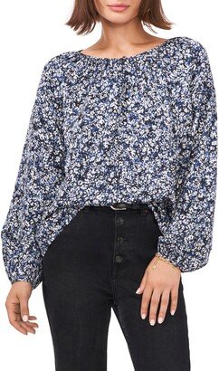 Keyhole Front Floral Blouse