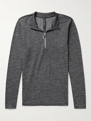 Metal Vent Slim-Fit Mesh and Stretch-Jersey Half-Zip Top