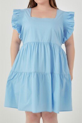 Plus Size Ruffled Dress with Smocking Detail