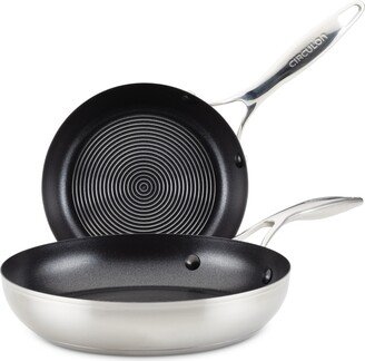 SteelShield S-Series Stainless Steel Nonstick Frying Pan Set, 2-Piece, Silver