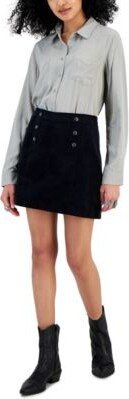 Juniors Long Sleeve Shirt Corduroy Mini Skirt